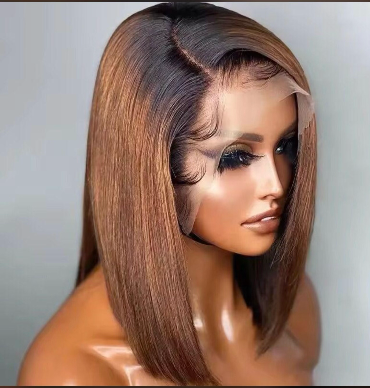 10” Bob Lace Front Wig 13x4 Human Hair – 1B/30 Highlight Straight Cut