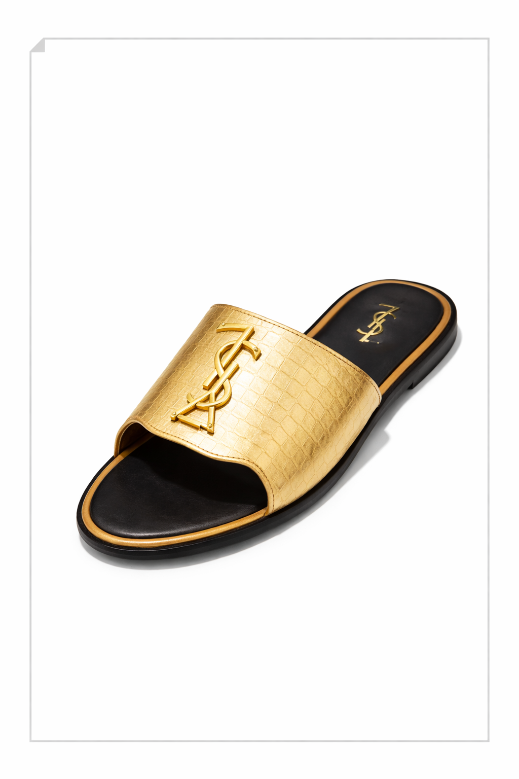 Luxury White Slide Sandals – Gold Detail Designer Inspired Slippers