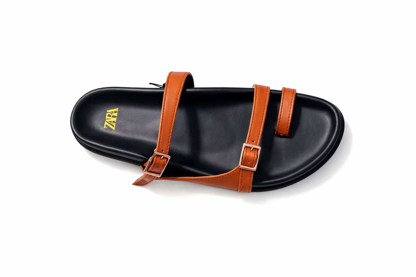 Brown Double Strap Slide Sandals – Adjustable Buckle Designer Inspired