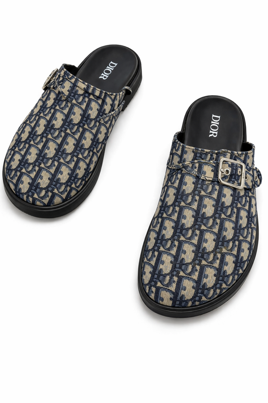 Men’s Designer Inspired Pattern Mule Slides – Comfortable Casual Luxury Slip-On Sandals