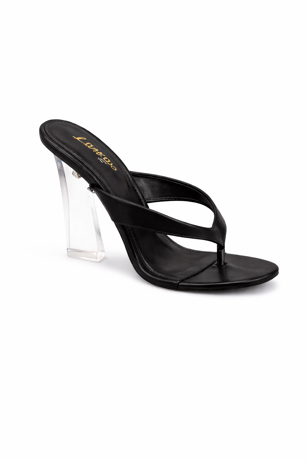 Women Black Clear Heel Sandals – Minimalist Transparent Heel Thong Style 🖤