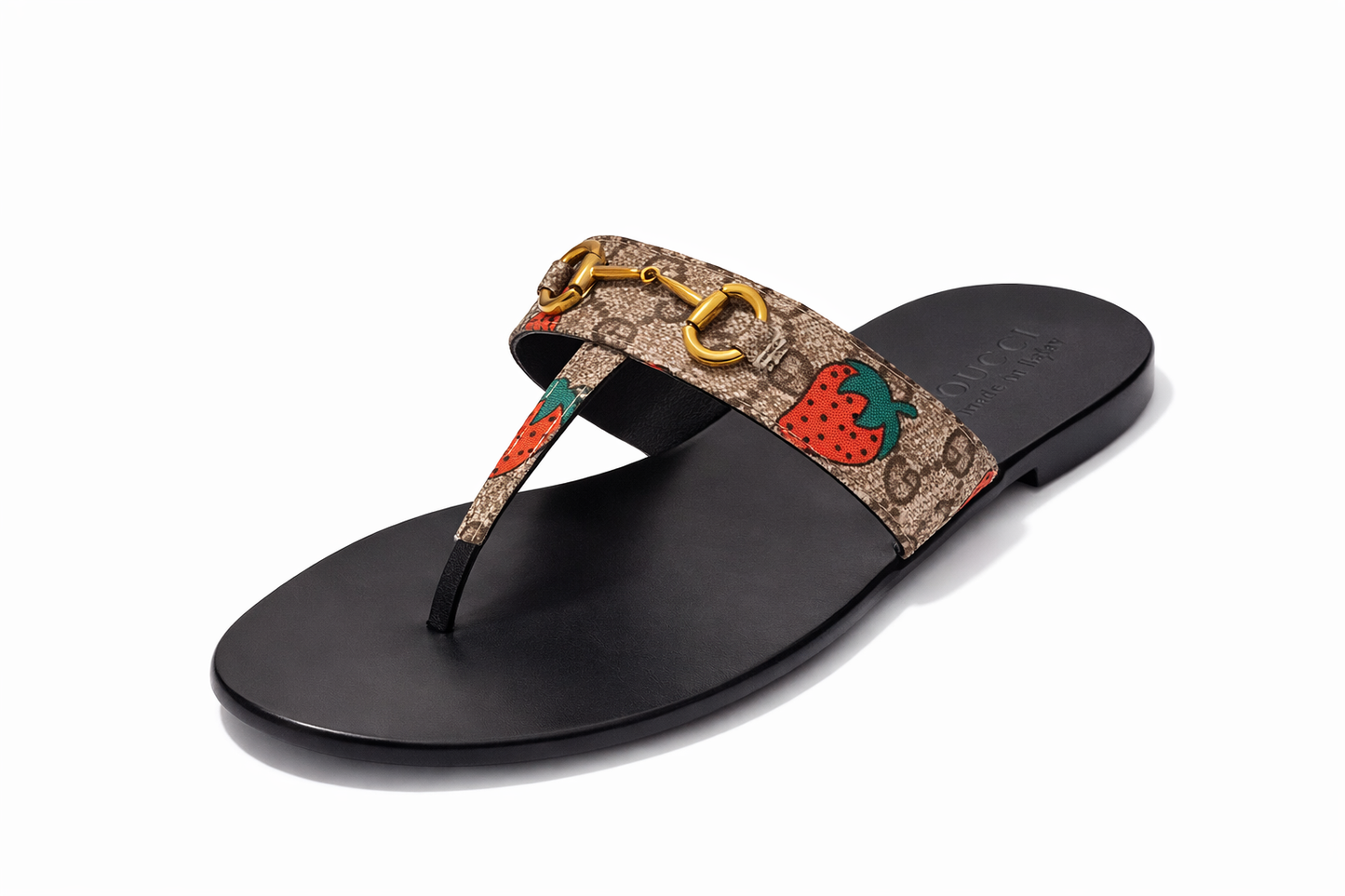 Luxury Green Gold Detail Sandals – Elegant Flat Summer Slides for Women