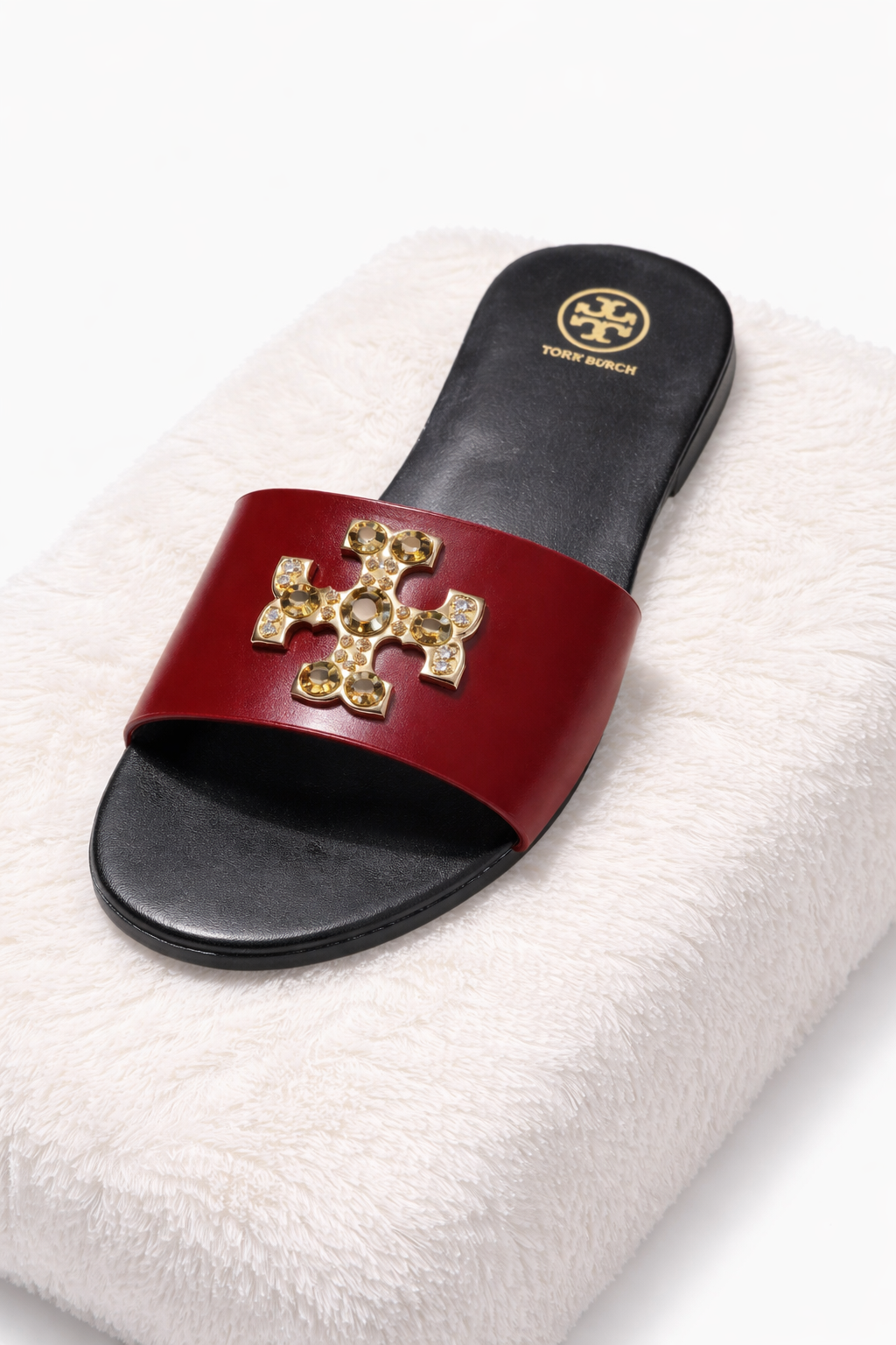 Luxury Red Slide Sandals – Gold Detail Designer Inspired Slippers