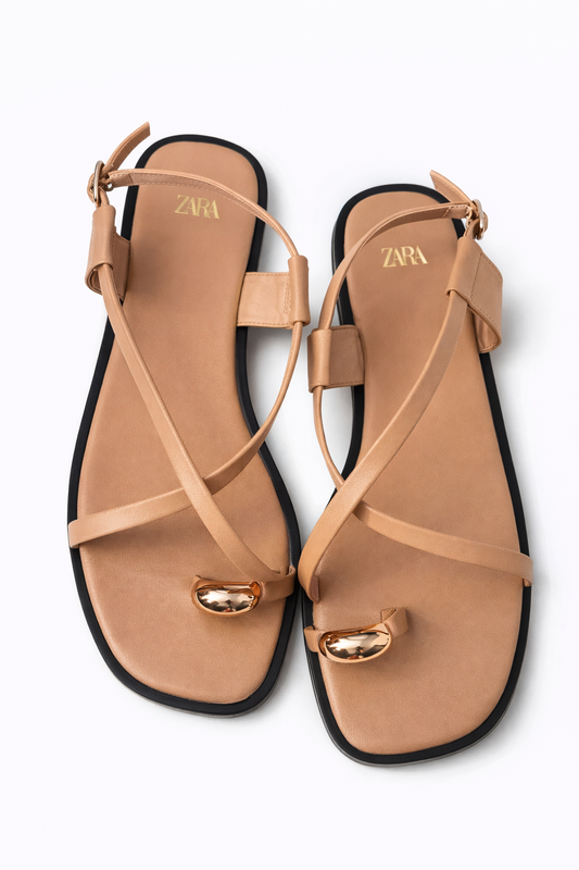 Beige Strap Flat Sandals – Women’s Minimal Summer Shoes
